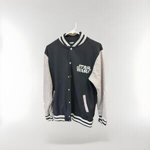 STAR WARS Men's Jacket Baseball Varsity Letterman Gray White Size S (34/36)